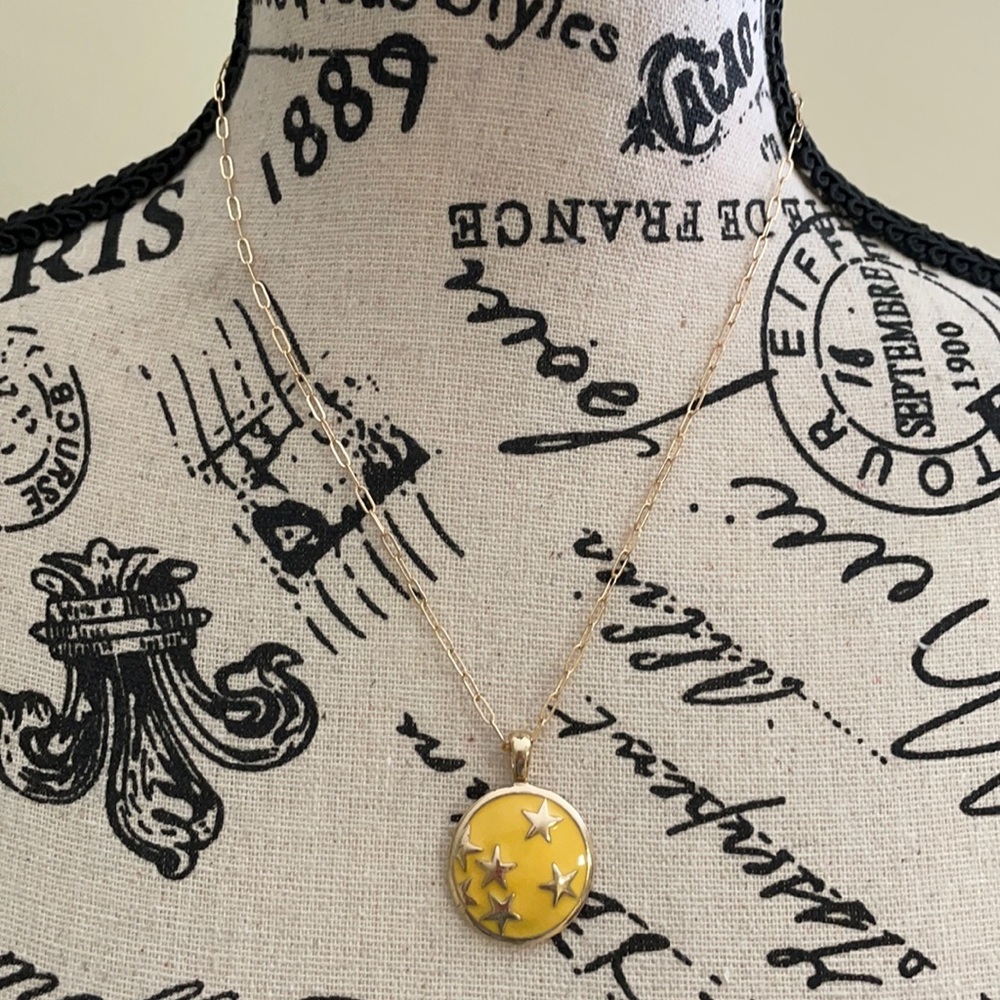 NWOT Yellow & Gold Tone Celestial Necklace